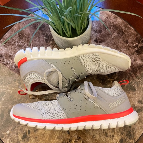 Reebok Shoes - Women's Reebok Sublite Cross Training Running Shoes Gray Neon Orange 7.5